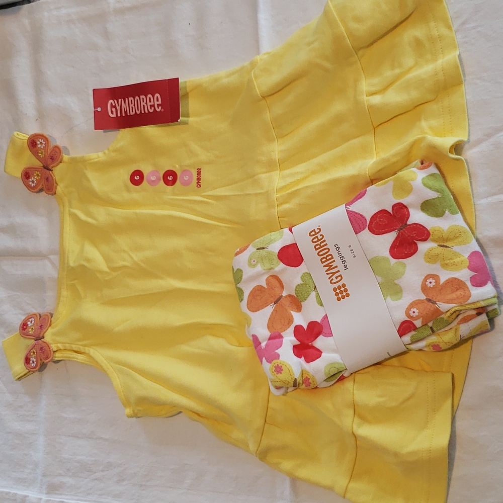 Gymboree Girls Butterfly Swing Top & Leggings Set Size 6 NWT